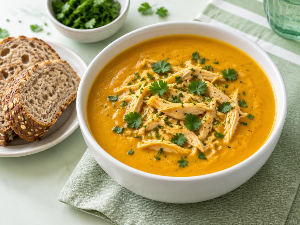 Sopa cremosa com frango
