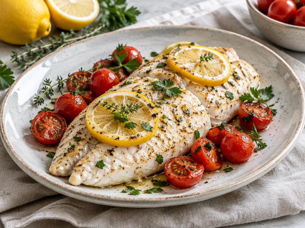 Filé de peixe com limão e ervas
